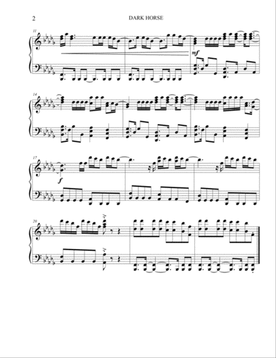 Dark Horse Easy Piano scores gallery preview page 3