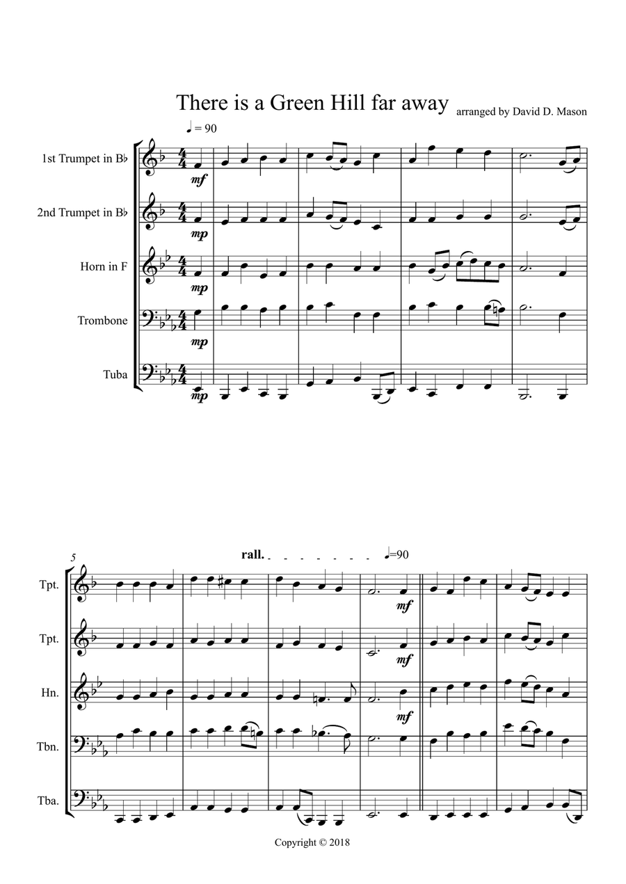 There is a Green Hill far away Brass Ensemble scores gallery preview page 2