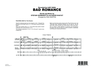 Book cover for Bad Romance - Full Score