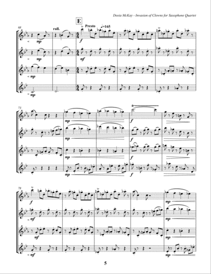 Invasion of Clowns for Saxophone Quartet Saxophone Quartet scores gallery preview page 6