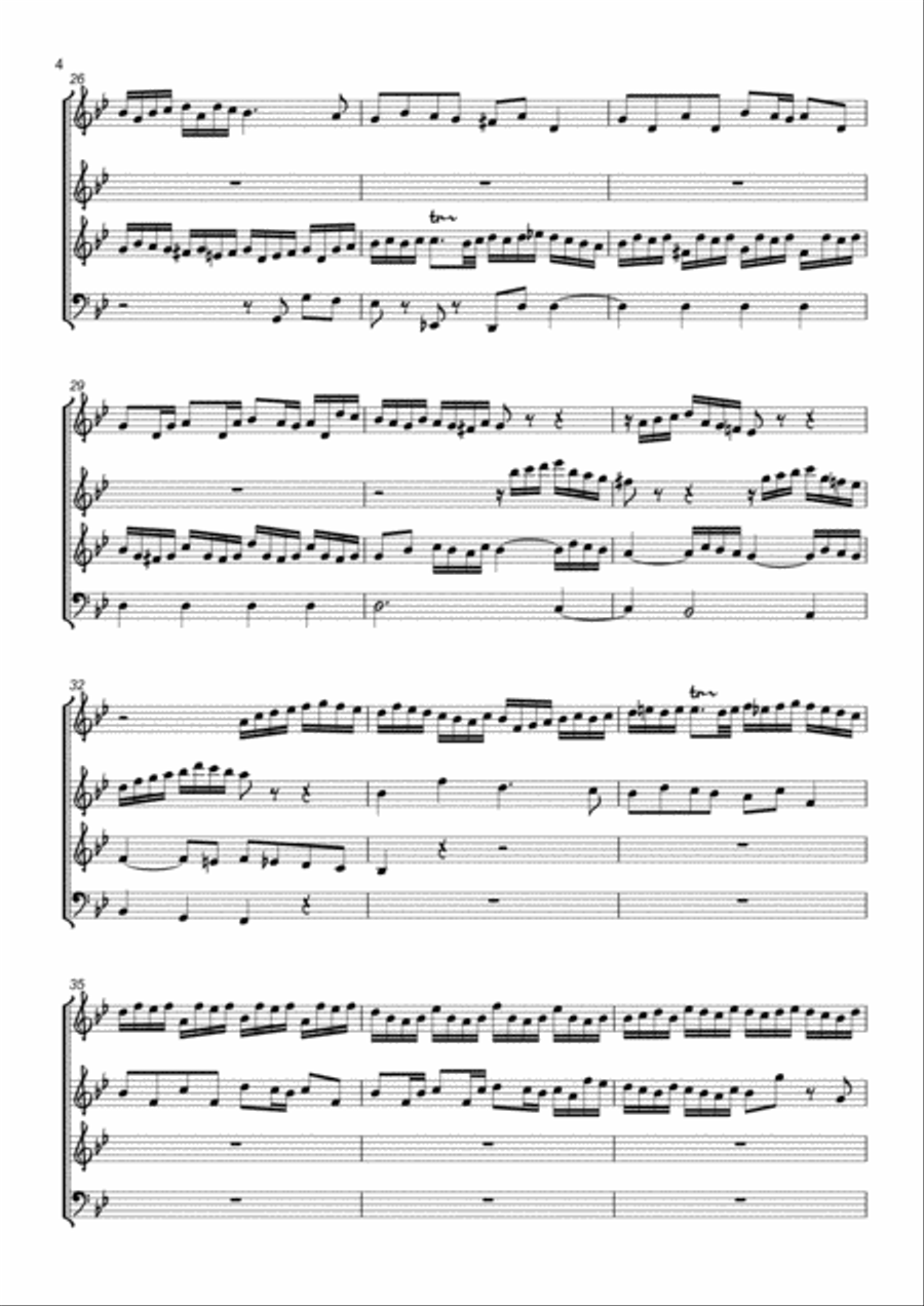 Little Fugue in G minor For plucked quartet - mandolin, 2 guitars & bass guitar Bass Guitar scores gallery preview page 4