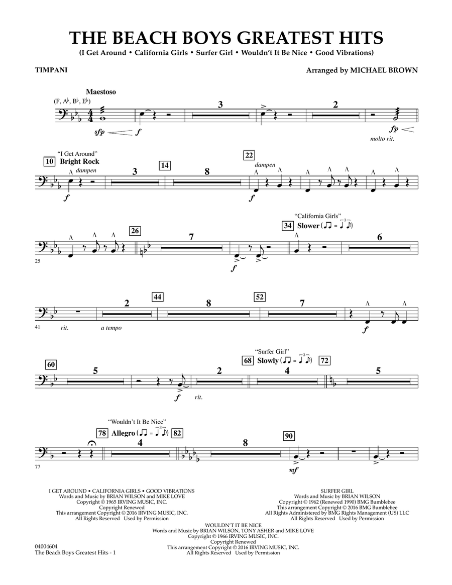 The Beach Boys Greatest Hits - Timpani Concert Band scores gallery preview page 1