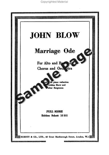 Blow Marriage Ode Full Score