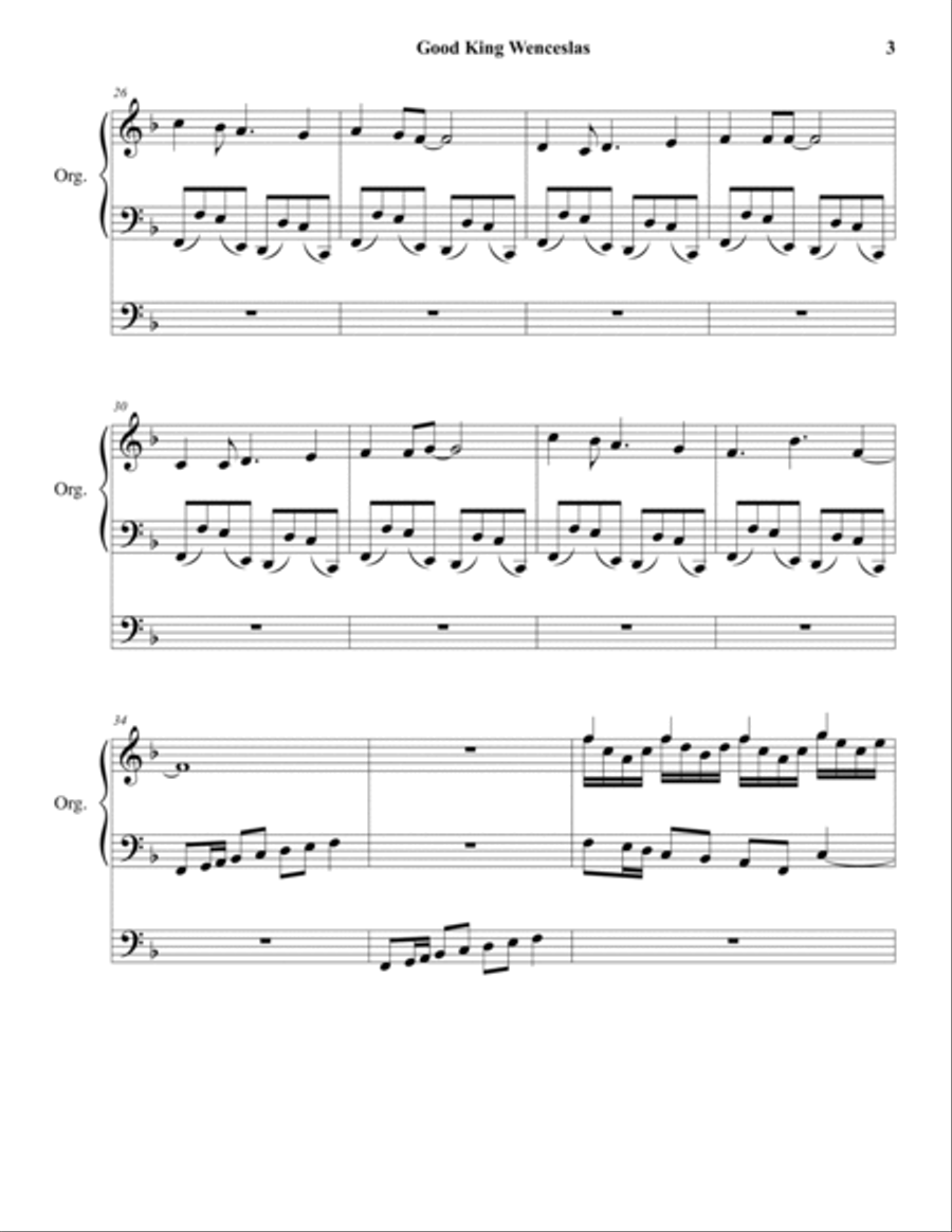Good King Wenceslas Organ Solo scores gallery preview page 3