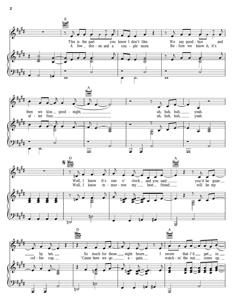I Don't Want You To Go Piano, Vocal, Guitar scores gallery preview page 2