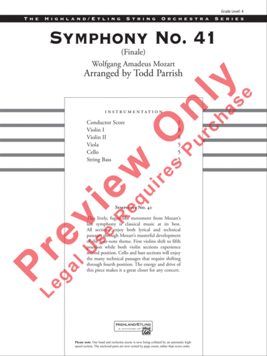 Symphony No. 41 String Orchestra scores gallery preview page 2