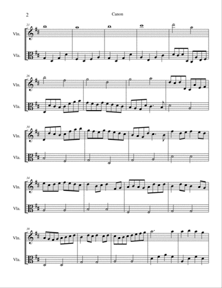 Pachelbel Cannon in D Pachelbel Cannon in D String Duet scores gallery preview page 2