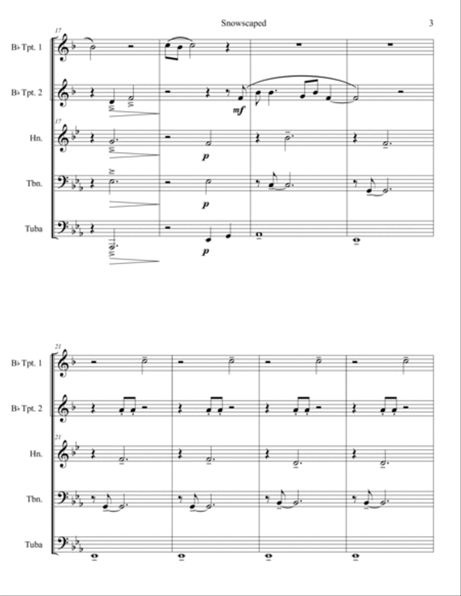 Snowscaped: Movement 1 Snowfall Brass Quintet scores gallery preview page 3