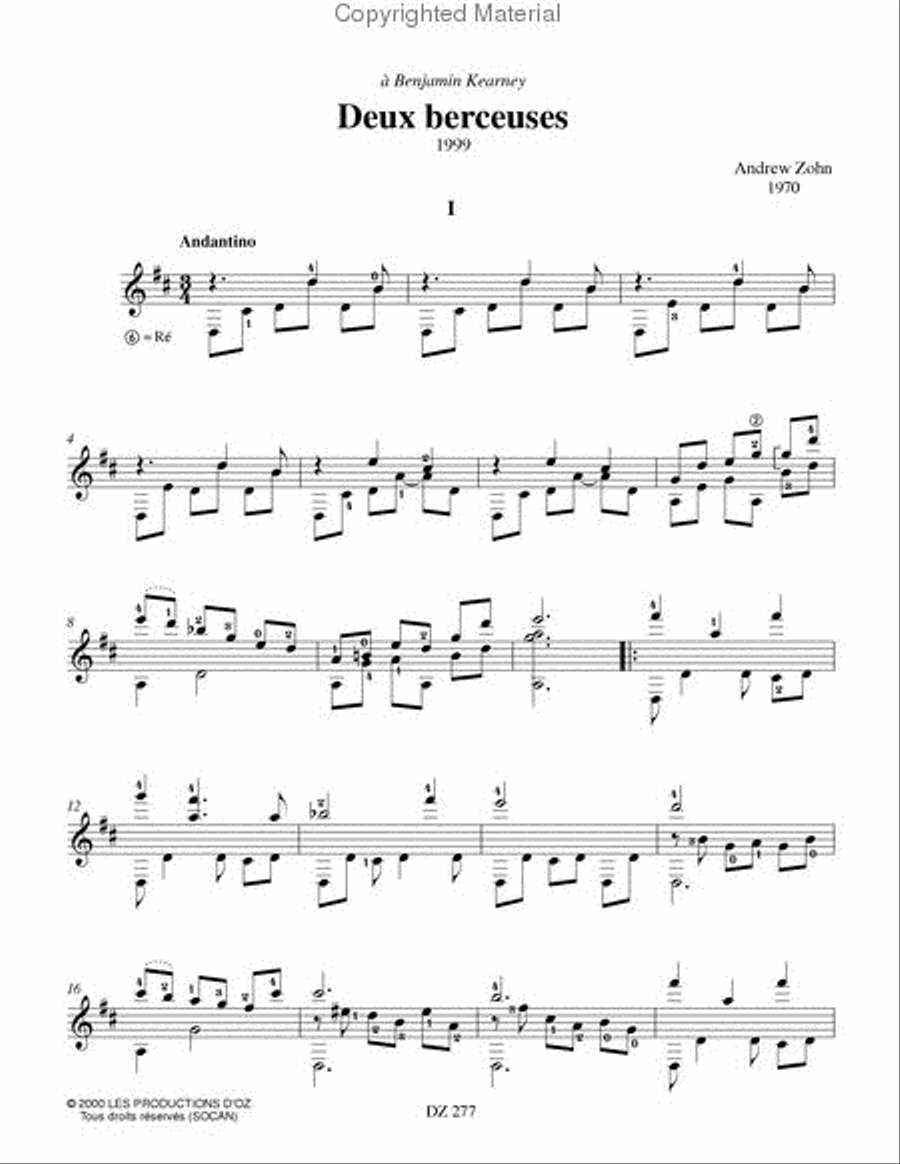 Deux berceuses Classical Guitar scores gallery preview page 2