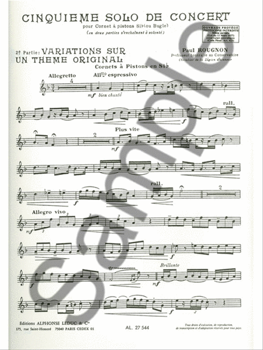 Variations Sur Un Theme Original (trumpet & Piano) Trumpet Solo scores gallery preview page 2