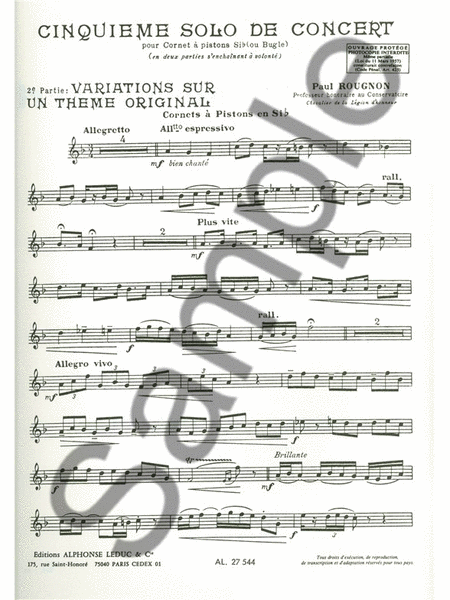 Variations Sur Un Theme Original (trumpet & Piano)