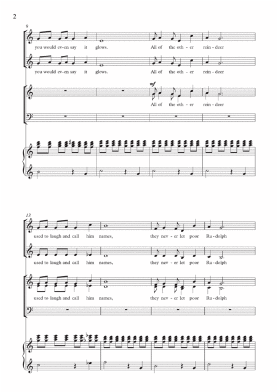 Rudolph The Red-Nosed Reindeer (arr. Richard Allain) 4-Part scores gallery preview page 2