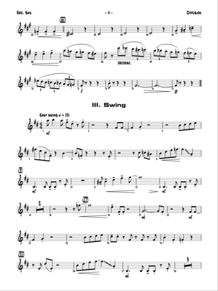 Diffusion for Sax Quartet: E-flat Baritone Saxophone Saxophone Quartet scores gallery preview page 5
