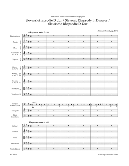 Slavonic Rhapsody in D major op. 45/1 for Orchestra (score)