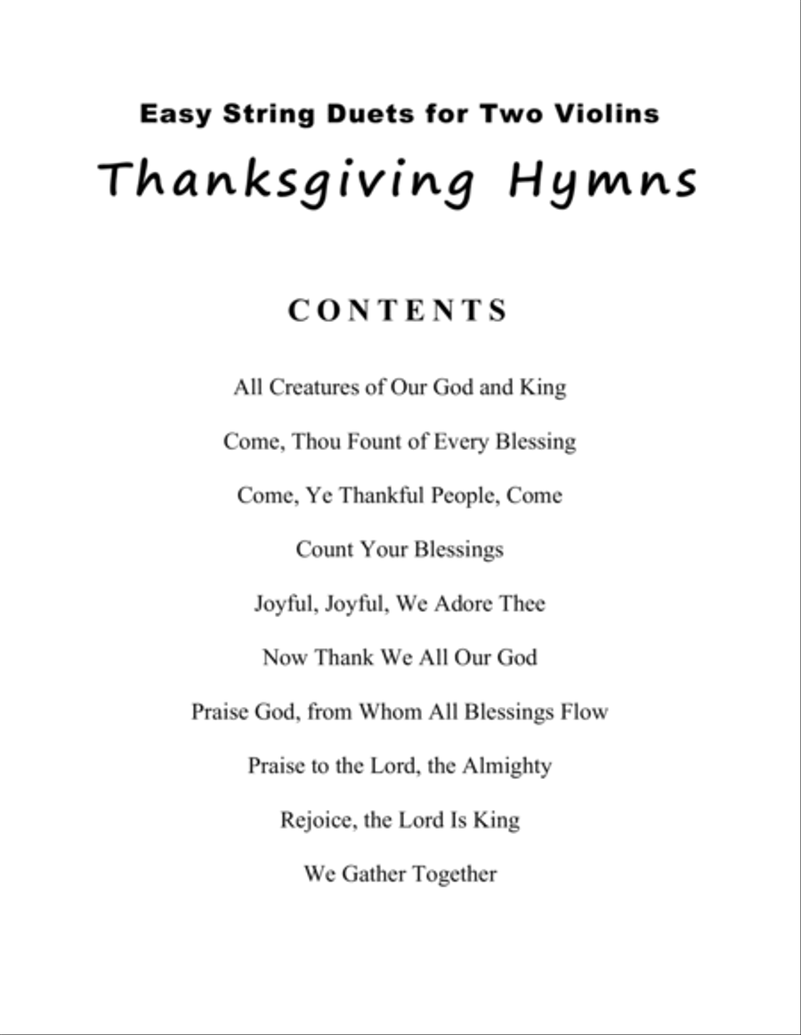 Easy String Duets: Thanksgiving Hymns (A Collection of 10 Violin Duets) String Duet scores gallery preview page 4