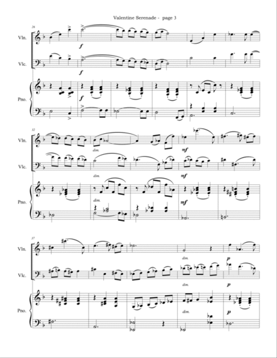 Valentine Serenade (for Violin, Cello and Piano) Piano Trio scores gallery preview page 4