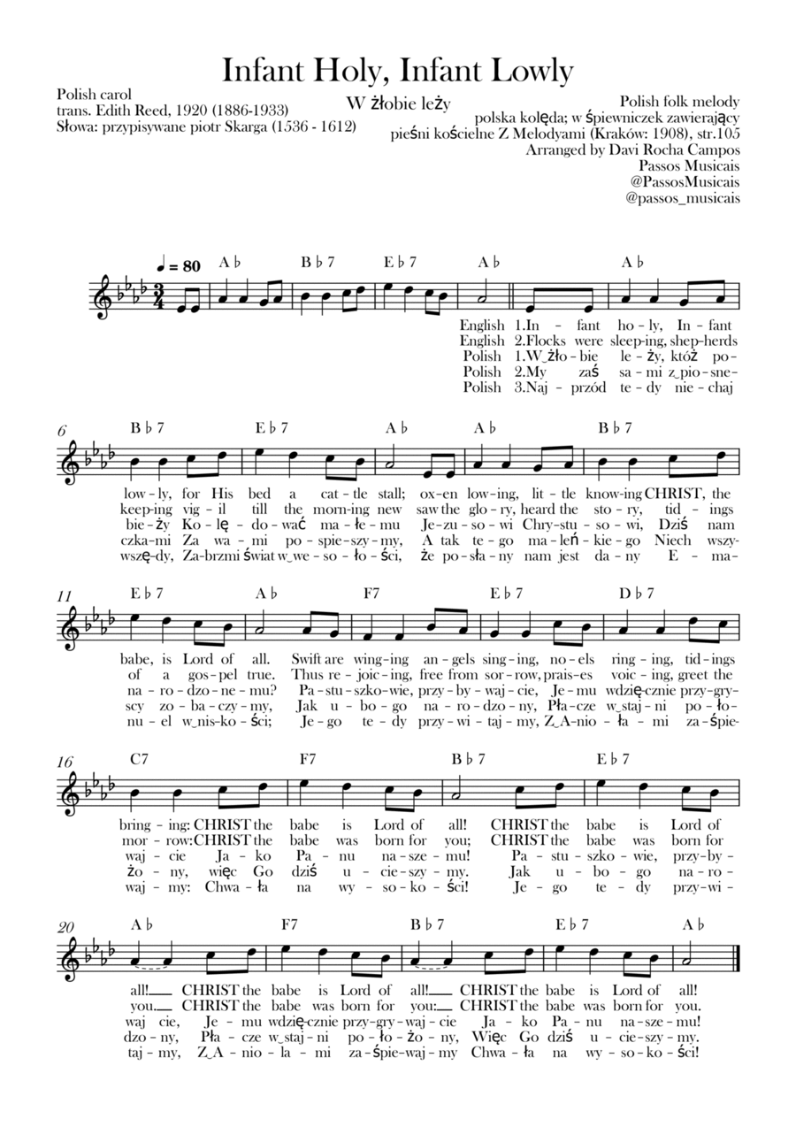 Infant Holy, Infant Lowly (W żłobie leży) Piano scores gallery preview page 1