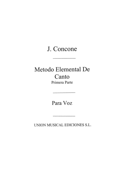 Concone: Metodo De Canto Volume 1 Voice
