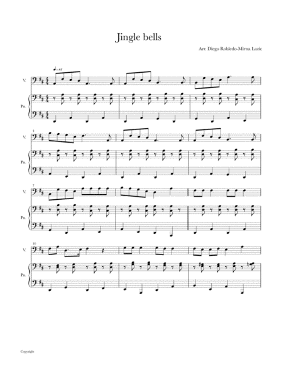 Jingle bells for cello and piano (easy) Piano scores gallery preview page 2