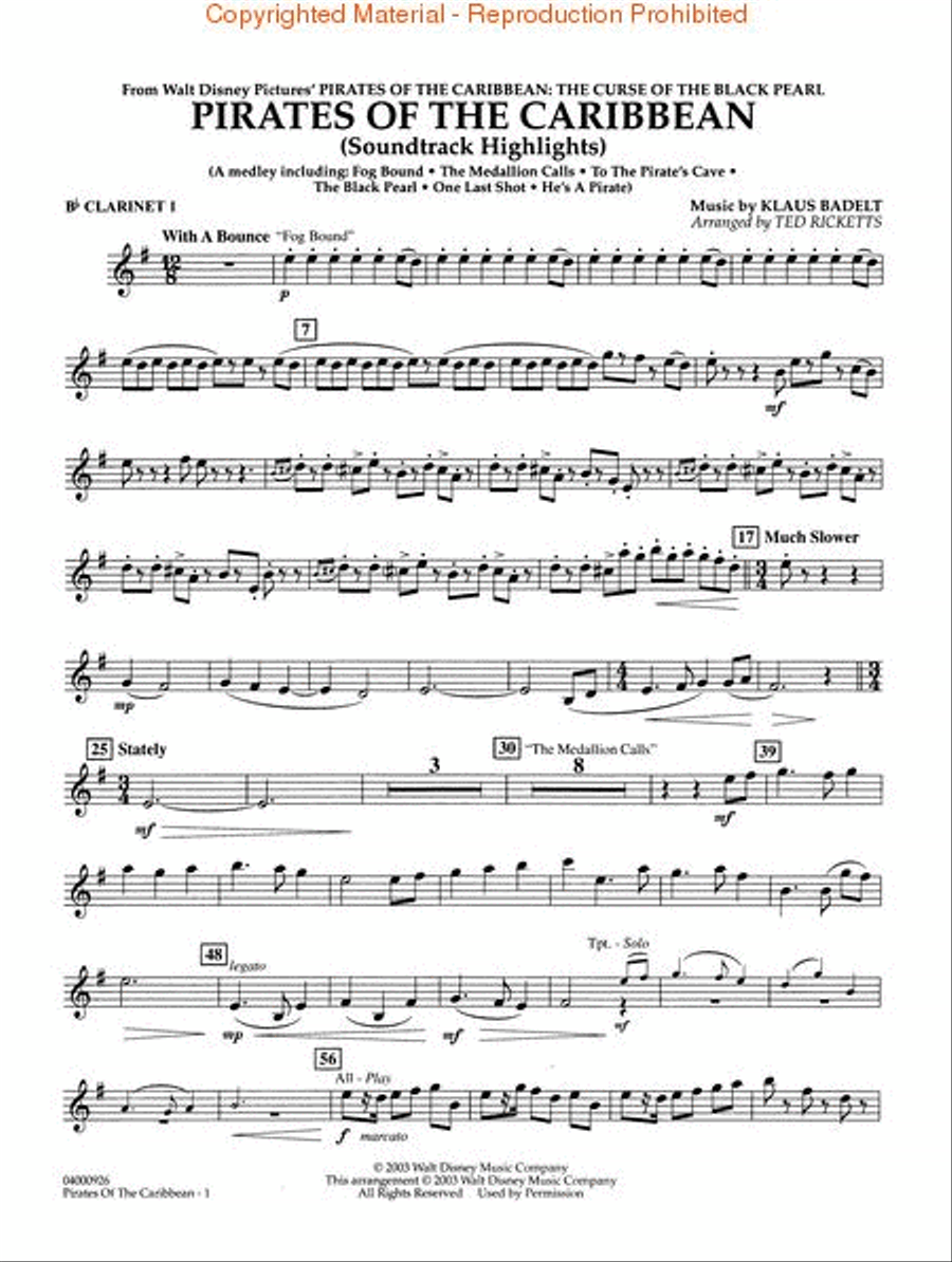 Pirates of the Caribbean (Soundtrack Highlights) Concert Band scores gallery preview page 5