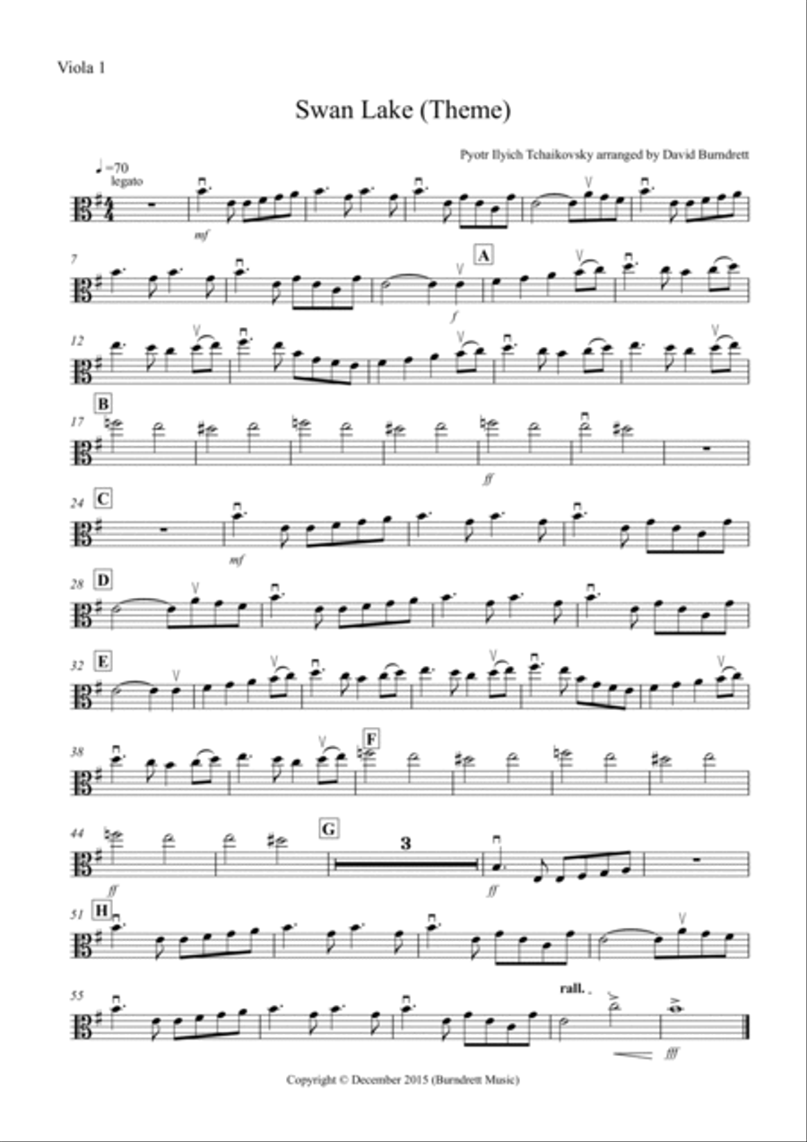 Swan Lake Theme for Viola Quartet Viola Solo scores gallery preview page 3