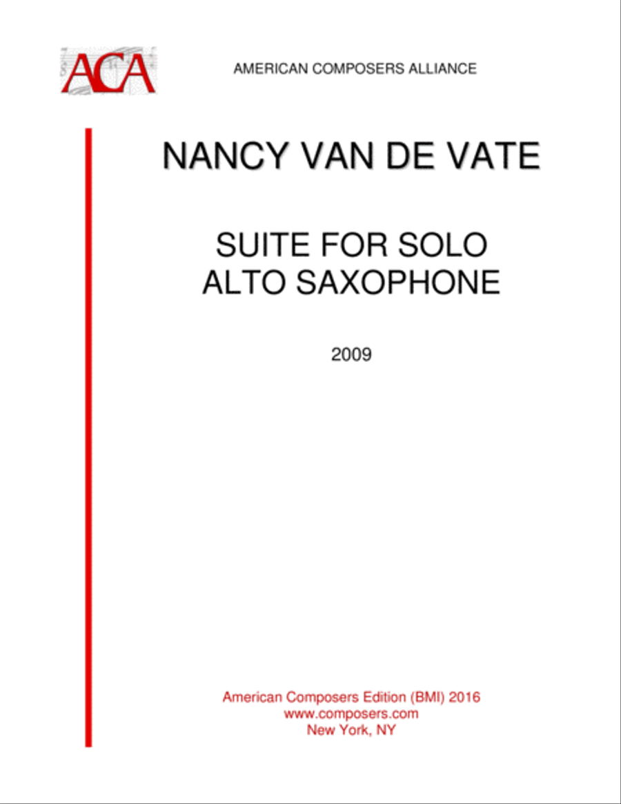 [Van de Vate] Suite for Solo Alto Saxophone Alto Saxophone scores gallery preview page 1