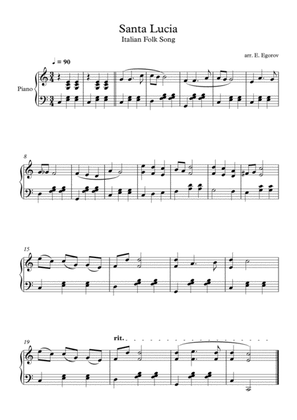 Santa Lucia, Italian Folk Song, For Easy Piano