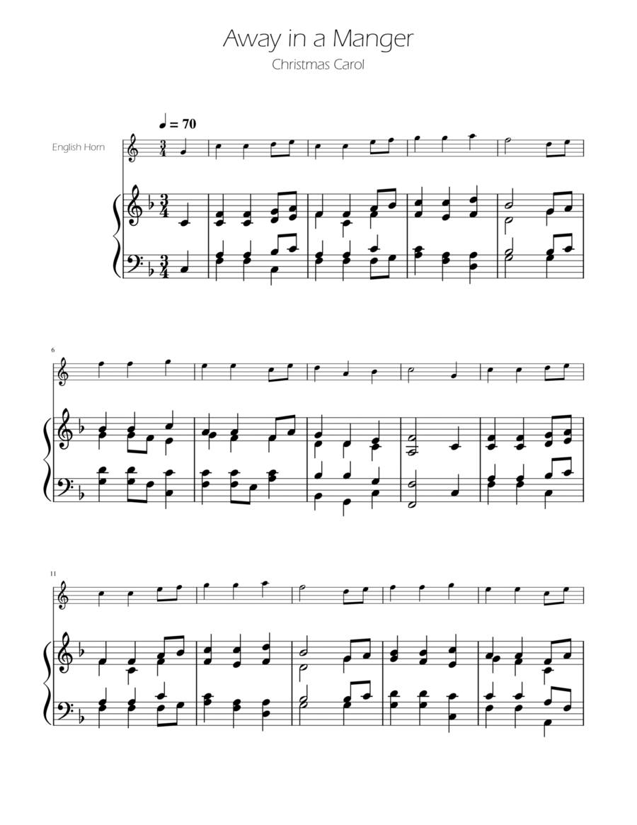 Away in a Manger - English Horn Solo w/ Piano English Horn scores gallery preview page 1