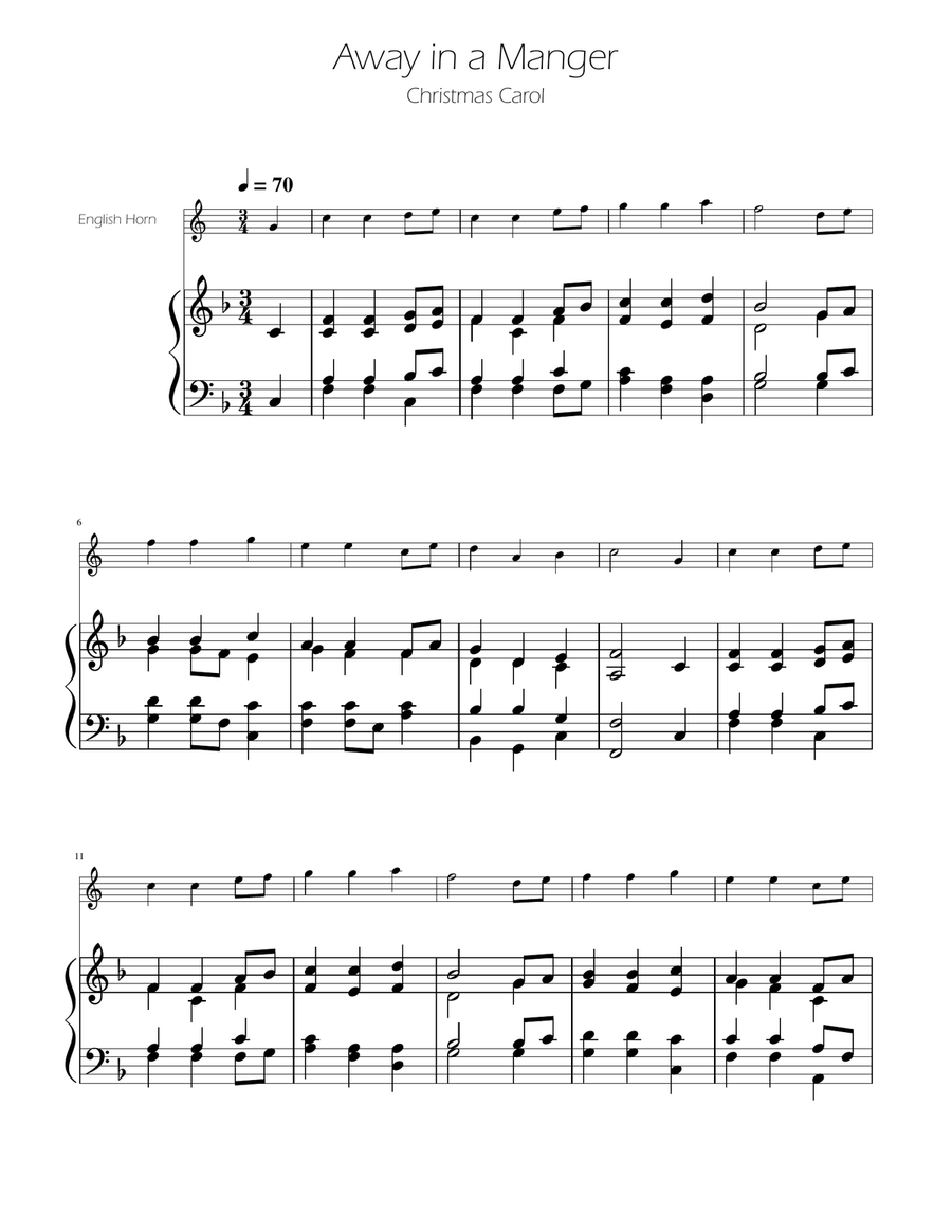 Away in a Manger - English Horn Solo w/ Piano