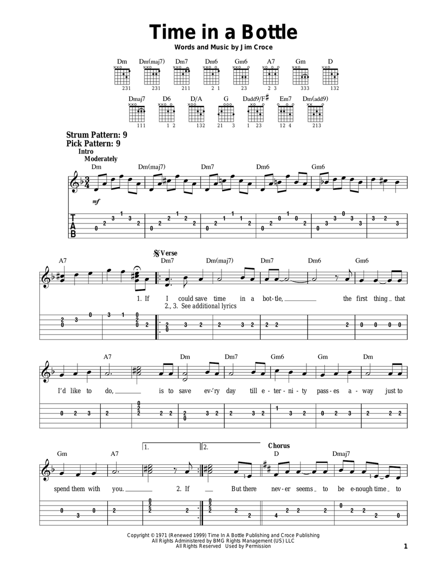 Time In A Bottle Acoustic Guitar scores gallery preview page 1