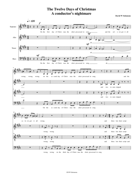 The 12 days of Christmas, a conductor's nightmare (SATB version) image number null