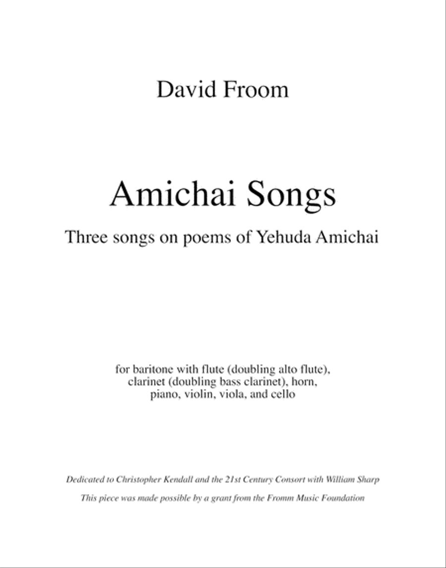 [Froom] Amichai Songs (Baritone and Mixed Ensemble) Large Ensemble scores gallery preview page 1