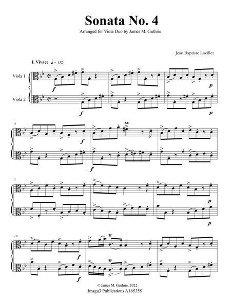 Loeillet: Sonata No. 4 for Viola Duo image number null
