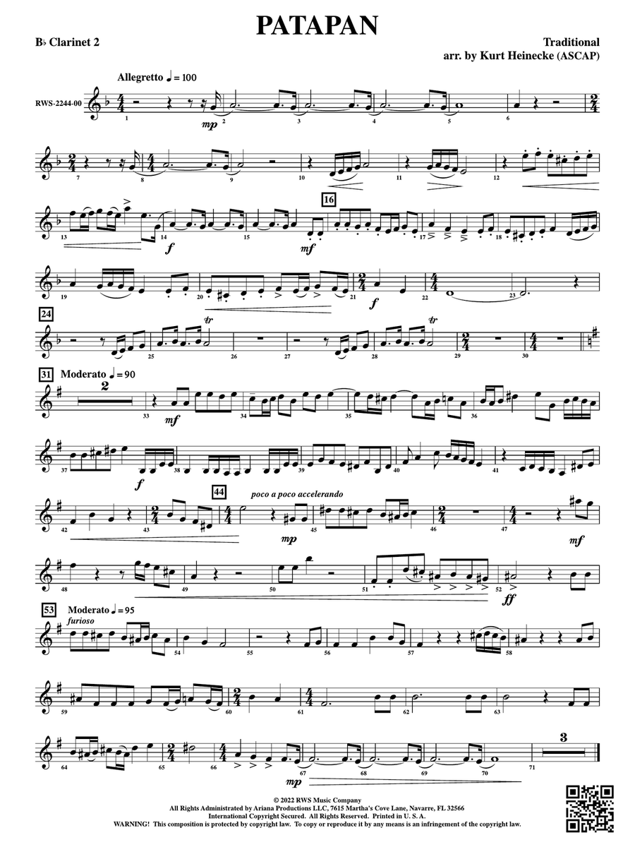 Patapan: 2nd B-flat Clarinet