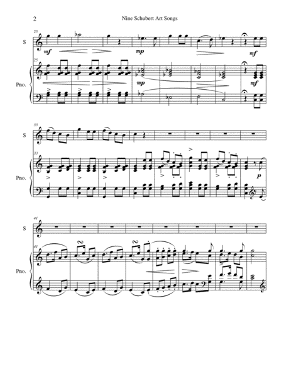 Nine Schubert Art Songs Voice Solo scores gallery preview page 2