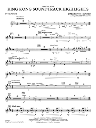 King Kong (Soundtrack Highlights) (arr. Ted Ricketts) - Bb Trumpet 1