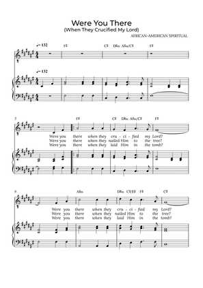 Were You There - for piano and tenor in F# major with chords