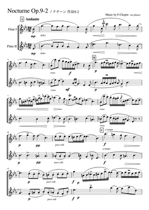 Book cover for "Nocturne op.9-2 " Flute duet non accom paniment 