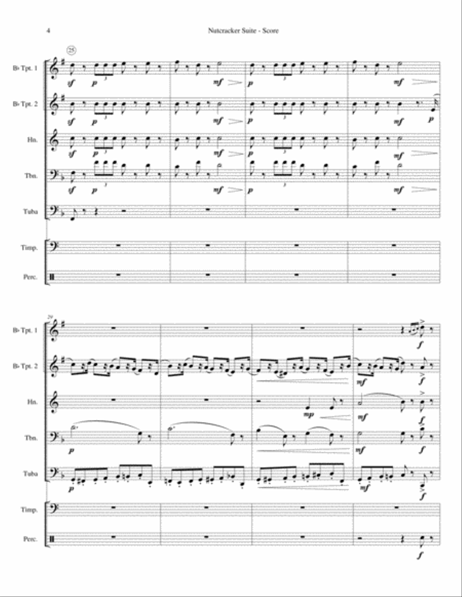 Nutcracker Suite (for Brass Quintet and opt. Percussion) Brass Ensemble scores gallery preview page 5