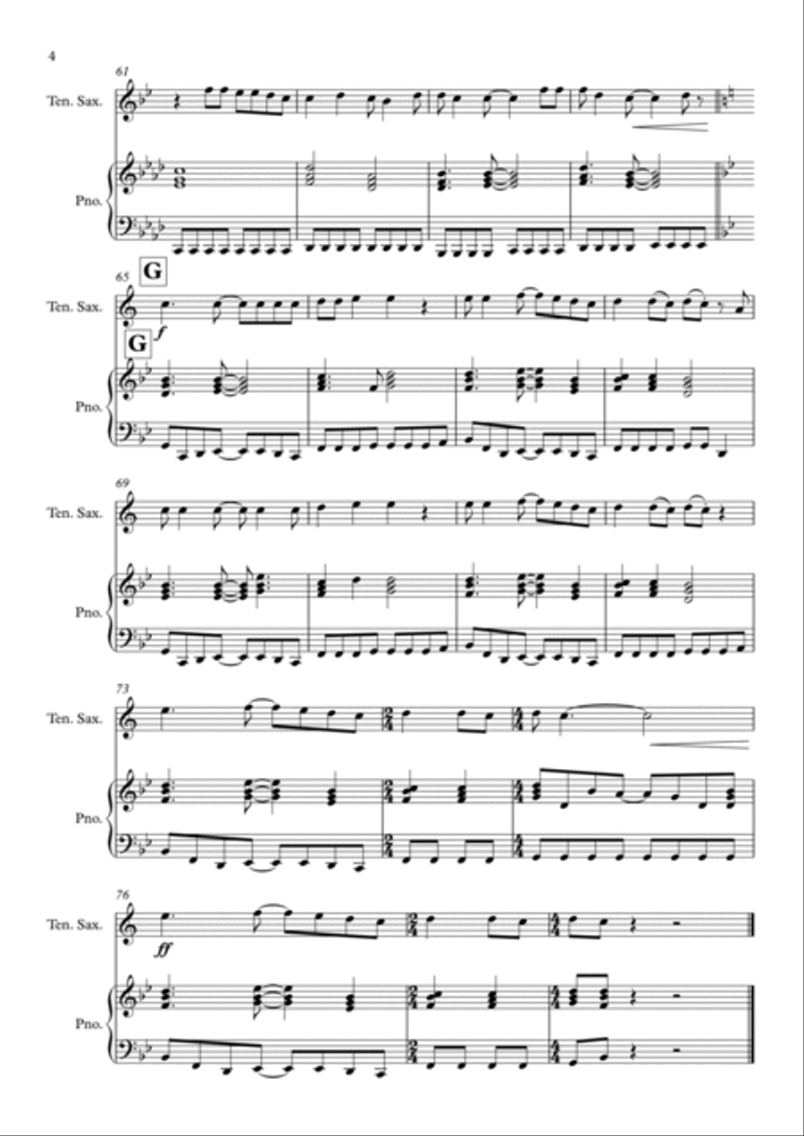 Heaven Is A Place On Earth Tenor Saxophone scores gallery preview page 4
