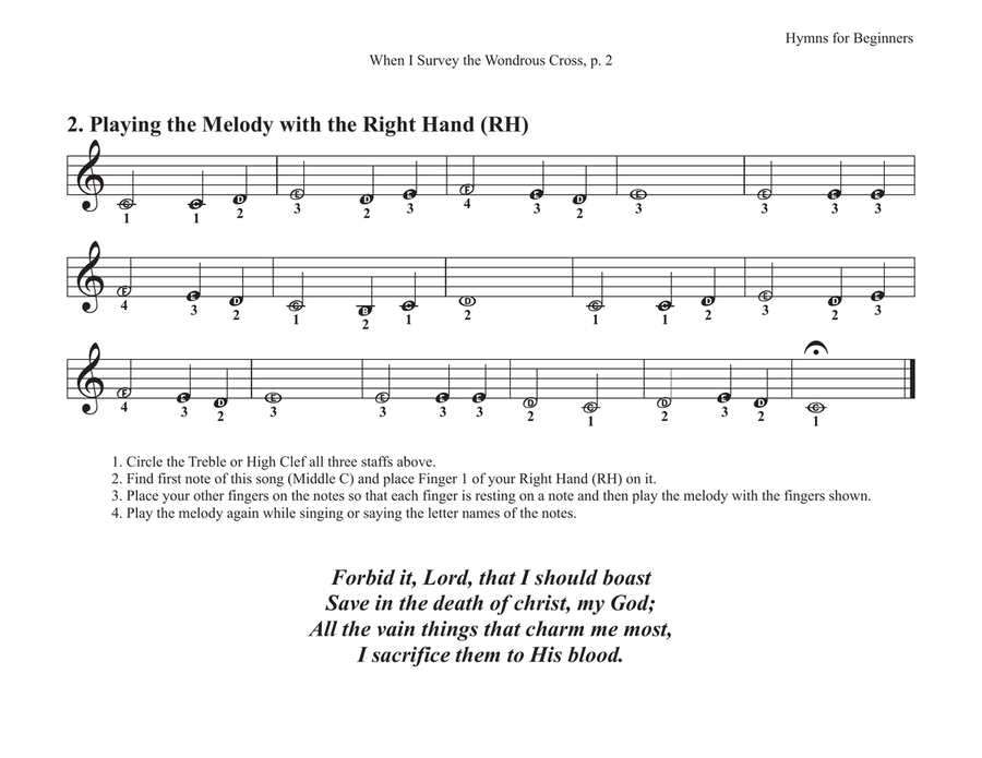 When I Survey the Wondrous Cross (Hymns for Beginners) Piano Method scores gallery preview page 3