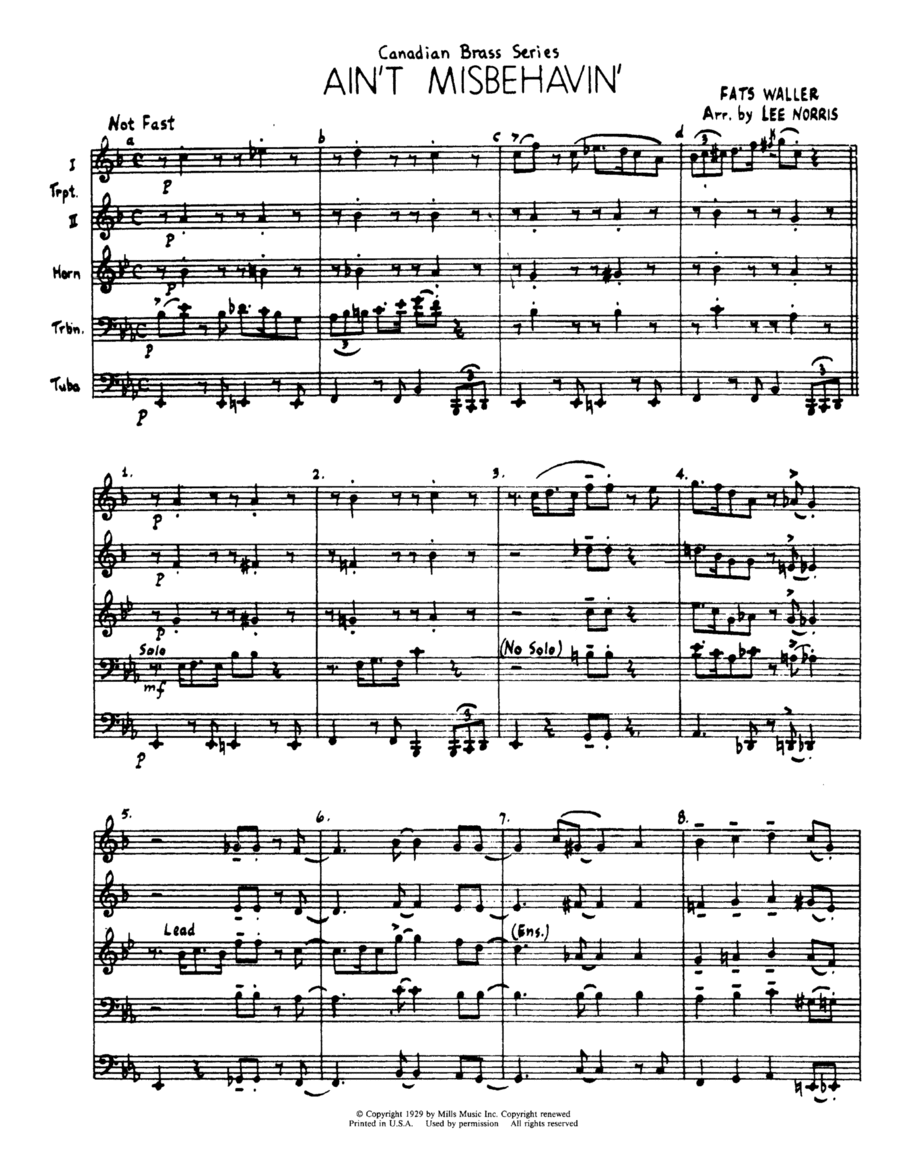 Ain't Misbehavin' - Full Score