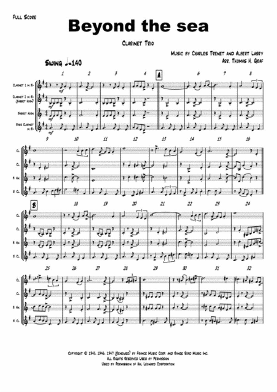 Beyond The Sea Woodwind Trio scores gallery preview page 1