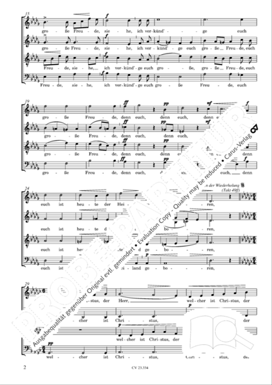 Siehe, ich verkundge euch grosse Freude 4-Part scores gallery preview page 3