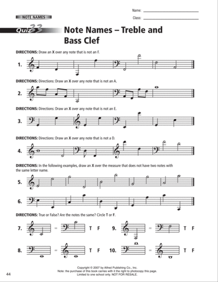60 Music Quizzes for Theory and Reading Reproducible Packs scores gallery preview page 8
