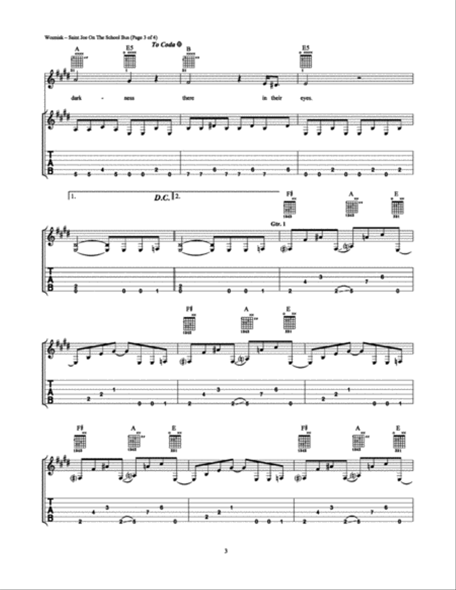 Saint Joe On The School Bus Electric Guitar scores gallery preview page 3