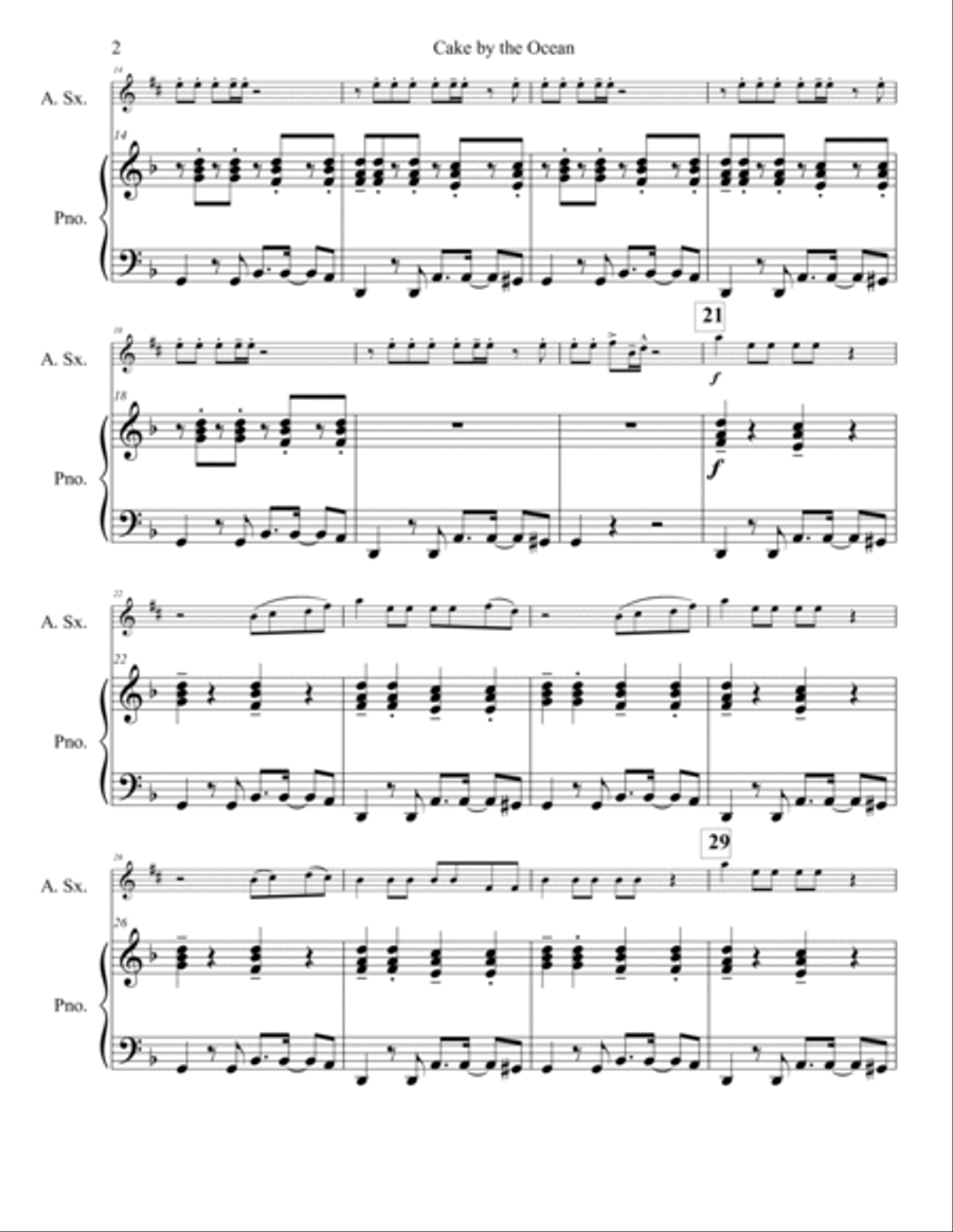 Cake By The Ocean Alto Saxophone scores gallery preview page 3