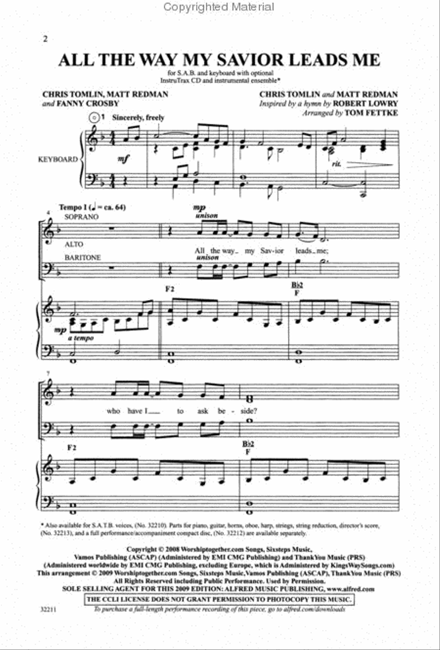 All the Way My Savior Leads Me 3-Part scores gallery preview page 2