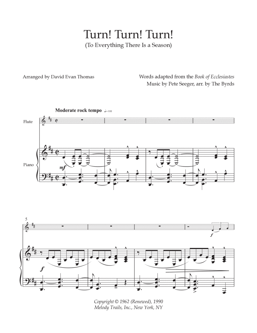 Turn! Turn! Turn! (to Everything There Is A Season) Chamber Music scores gallery preview page 1