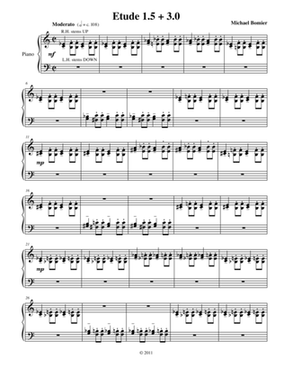 Etude 1.5 + 3.0 for Piano Solo from 25 Etudes using Symmetry, Mirroring and Intervals